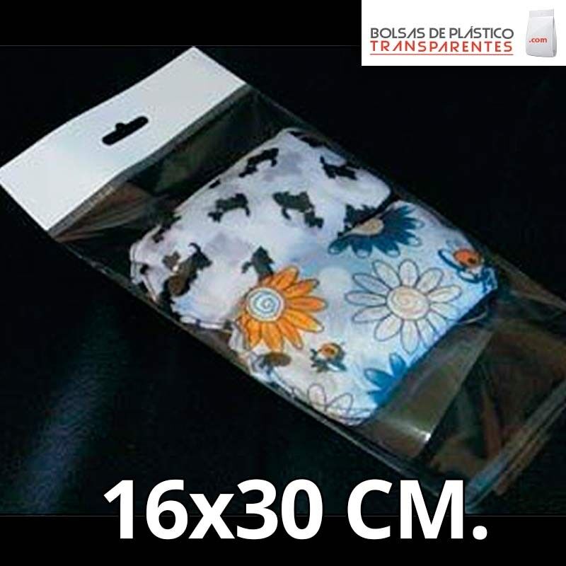 Bolsa de Plástico Transparente Polipropileno Solapa adhesiva y Eurotaladro 16x30 cm.