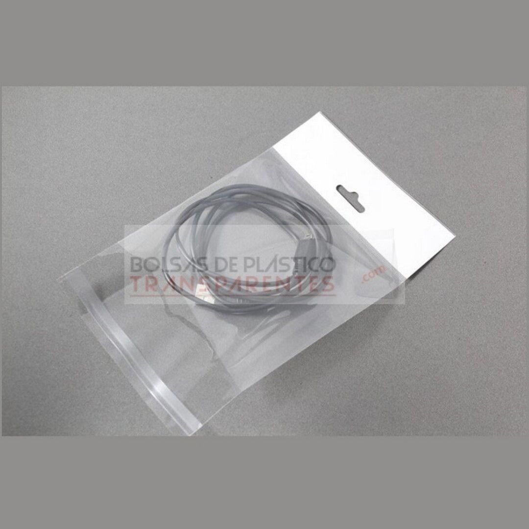 Bolsa de Plástico Transparente Polipropileno Solapa adhesiva y Eurotaladro 10.5x28.5 cm.