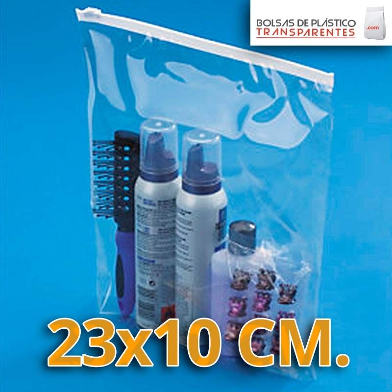 Bolsa de Plástico Transparente Polietileno Cierre Cursor 23x10 cm.