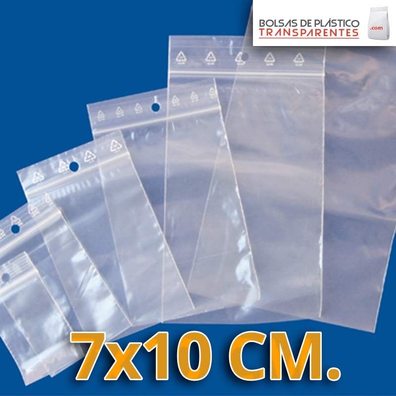 Bolsa de Plástico Transparente Polietileno Cierre Zip y taladro 6x8 cm.