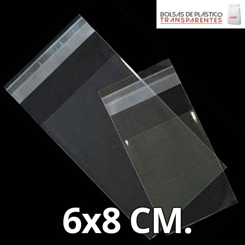 Bolsa de Plástico Transparente Polipropileno Solapa adhesiva 6x8 cm.