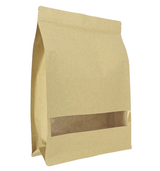 Bolsas de papel Kraft Standup Autocierre y Ventana 12x20+6