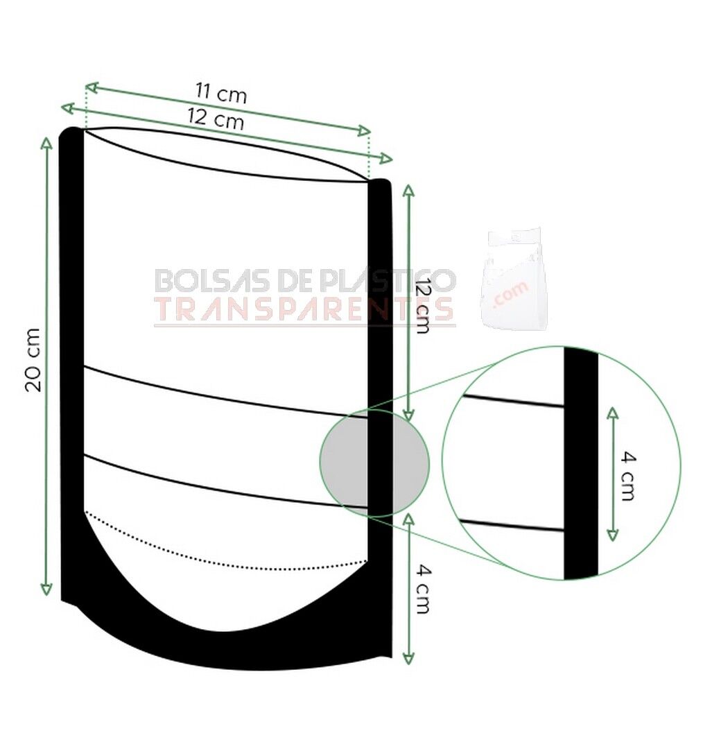 Bolsas de papel Blanco Doypack Autocierre y Ventana 12x20+6