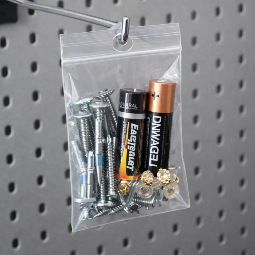 Bolsas transparentes con autocierre zip y taladro circular fabricadas en polietileno para exposición y almacenamiento